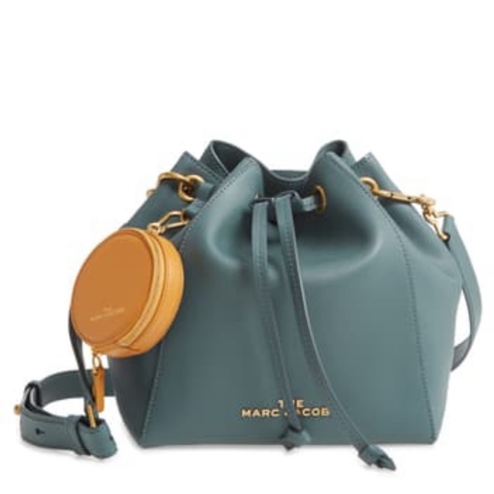 The Marc Jacobs The Bucket Bag Leather Crossbody Bag in Army Blue.